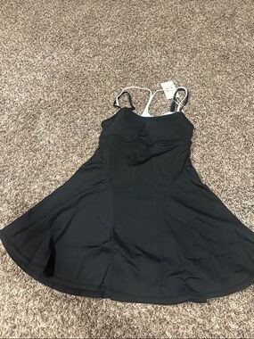 Black Tennis Dress with Strappy Back Detail